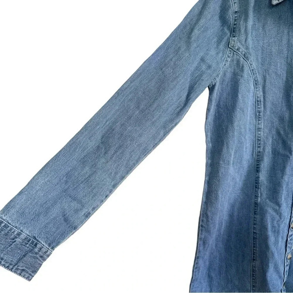 ASOS Blue Denim Jean Shirt Mini Dress Button Down Collar Long Sleeve Cotton 4 - Picture 5 of 12